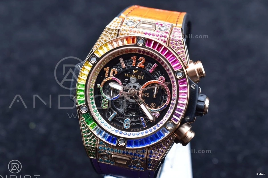 Rainbow Bang Gummy 1:1 Strap 45mm Big A1280 King Best Unico RG on Edition Rainbow ZF 0117